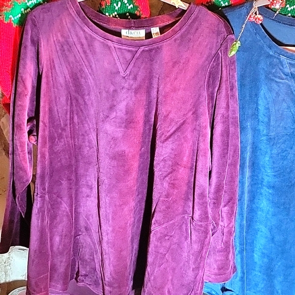 Denim & Company Active Velour Tunics with pockets, Set of 3 - Picture 4 of 7